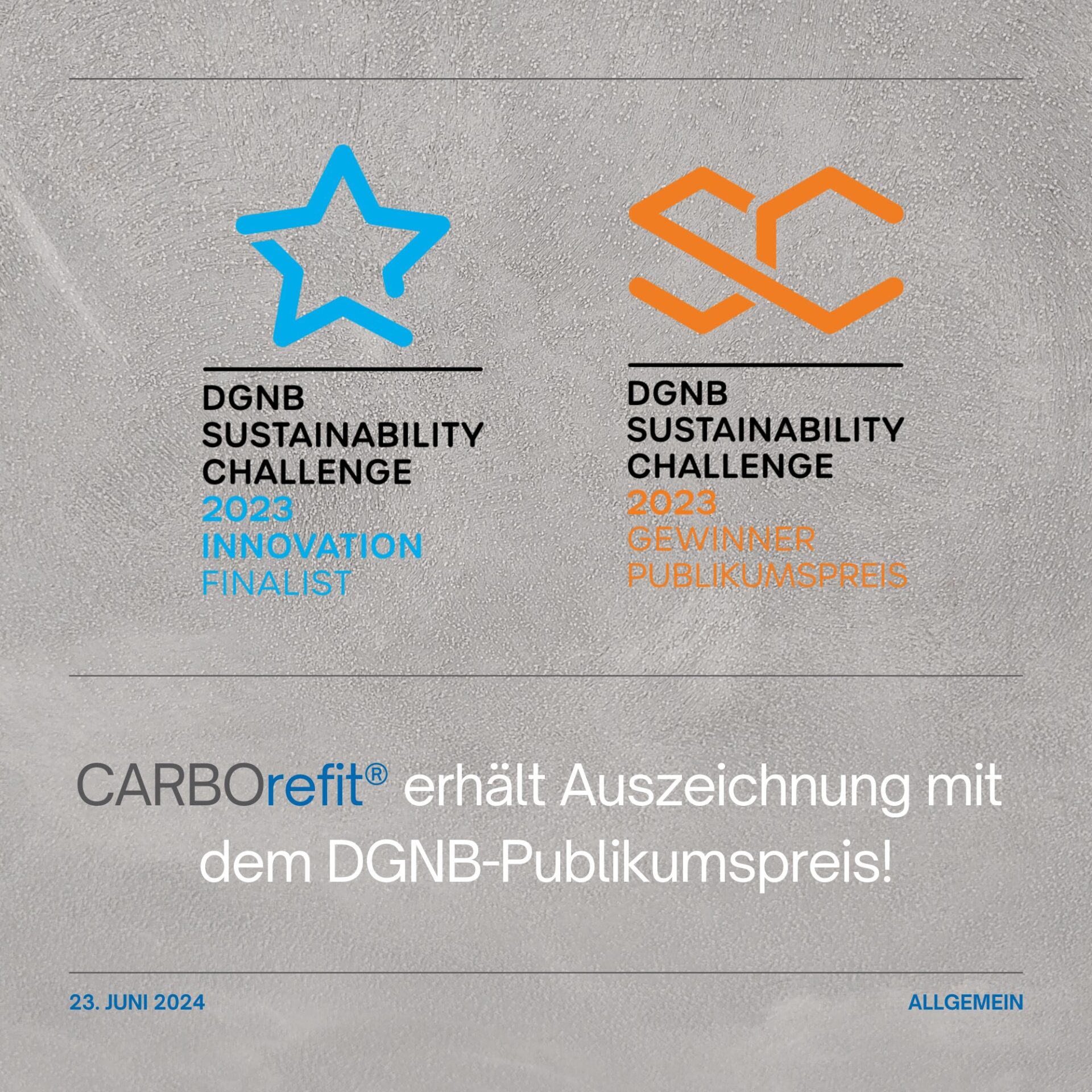 CARBOrefit erhält Auszeichnung mit dem DGNB-Publikumspreis.