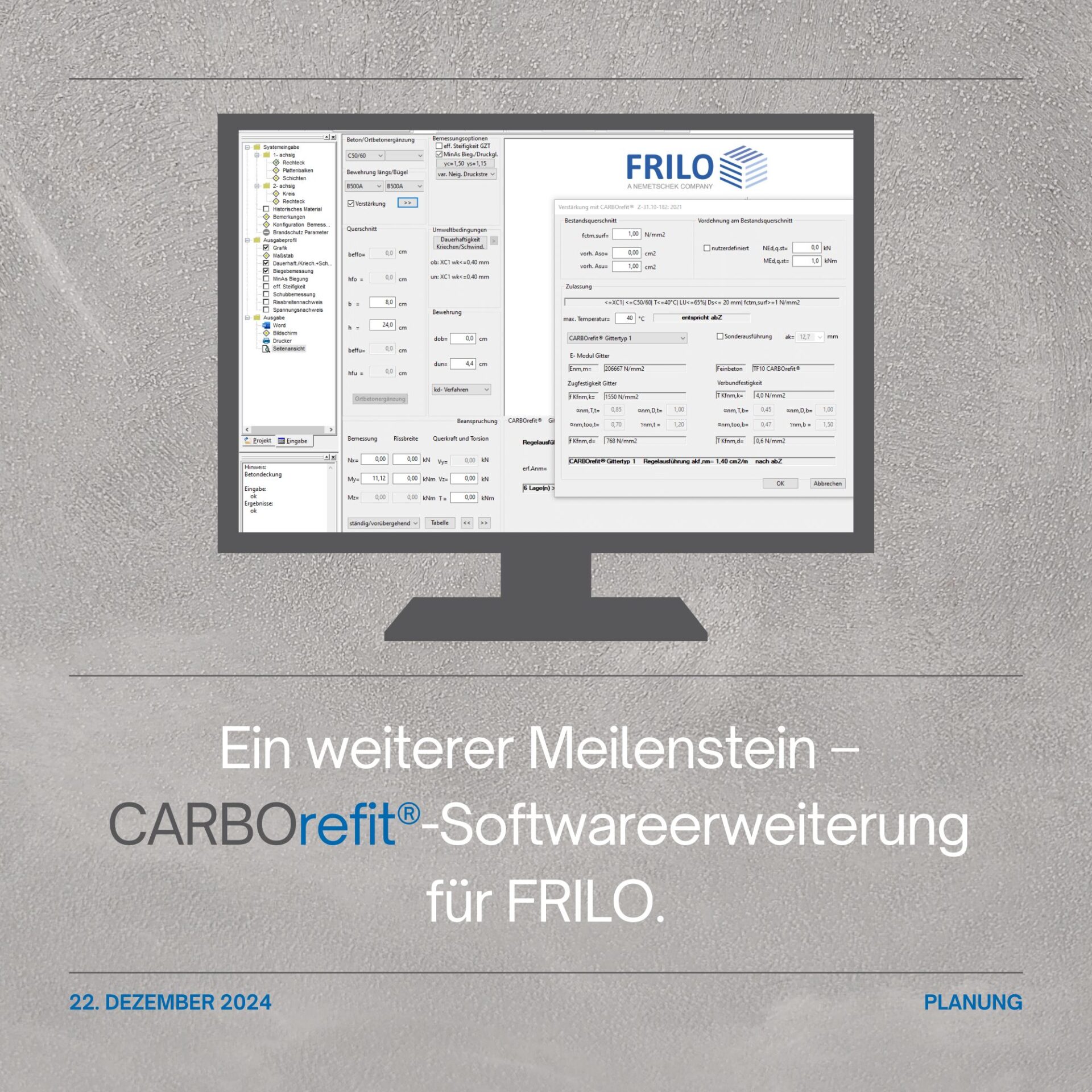 Ein weitere Meilenstein - CARBOrefit - Softwareerweiterung für FRILO