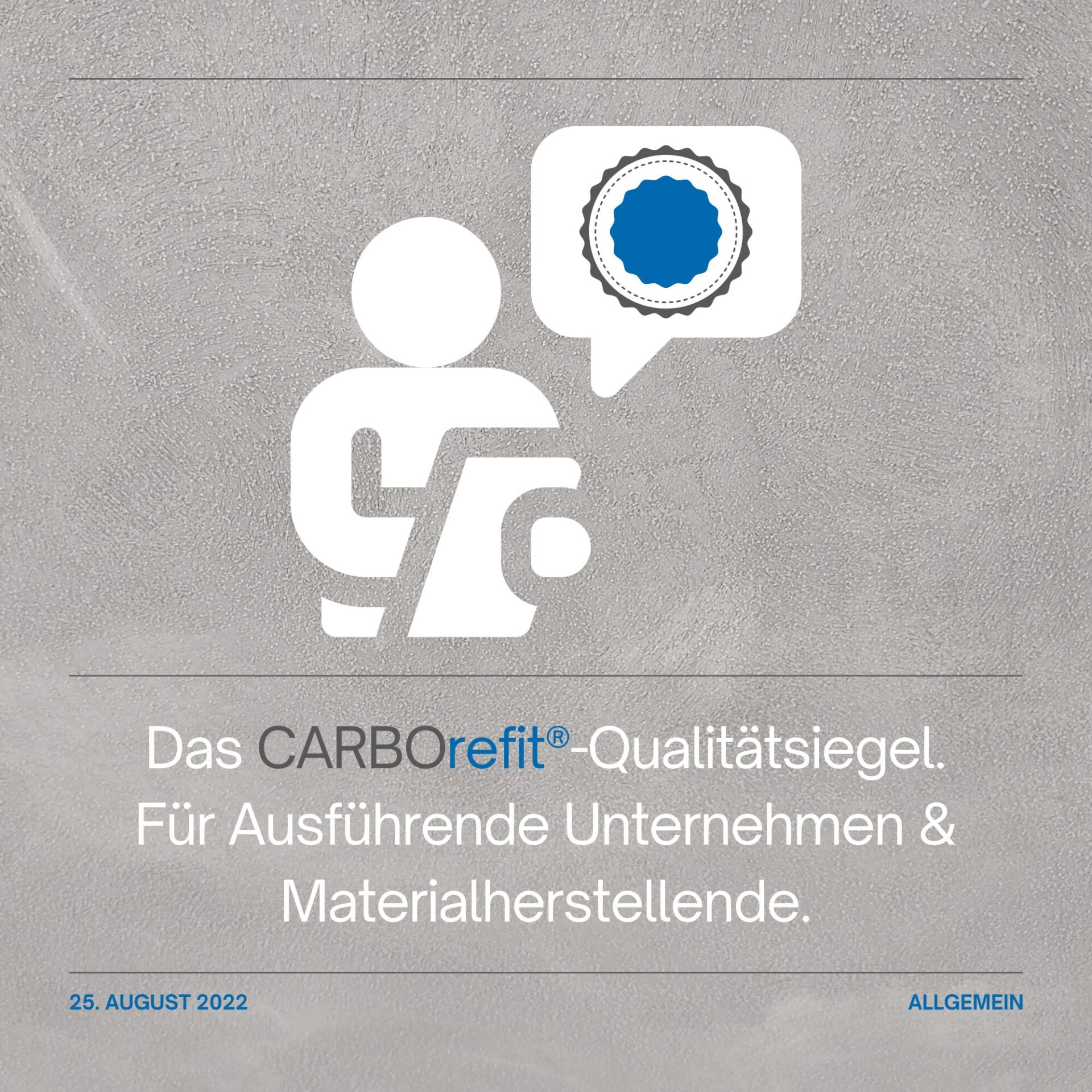 Das CarboRefit Qualitätssiegel. Für ausführende Unternehmen & Materialherstellende