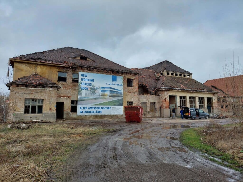 Bild des Amtsschlachthofes in Dresden vor der Sanierung